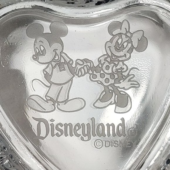 Disney Parks Disneyland Arribas Brothers Glass Heart Trinket Box Mickey Minnie - Picture 2 of 7